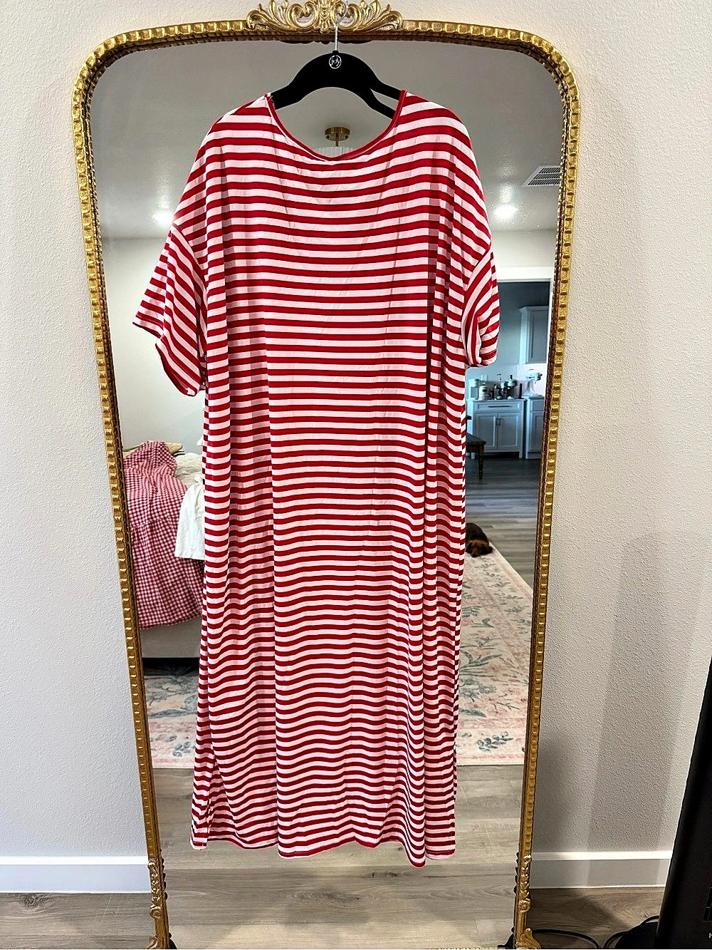 Red & White Striped Maxi Dress 4X